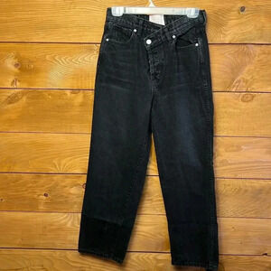 Revice‎ Denim 90s Joey black wash women’s jeans 30 twisted crossover button fly
